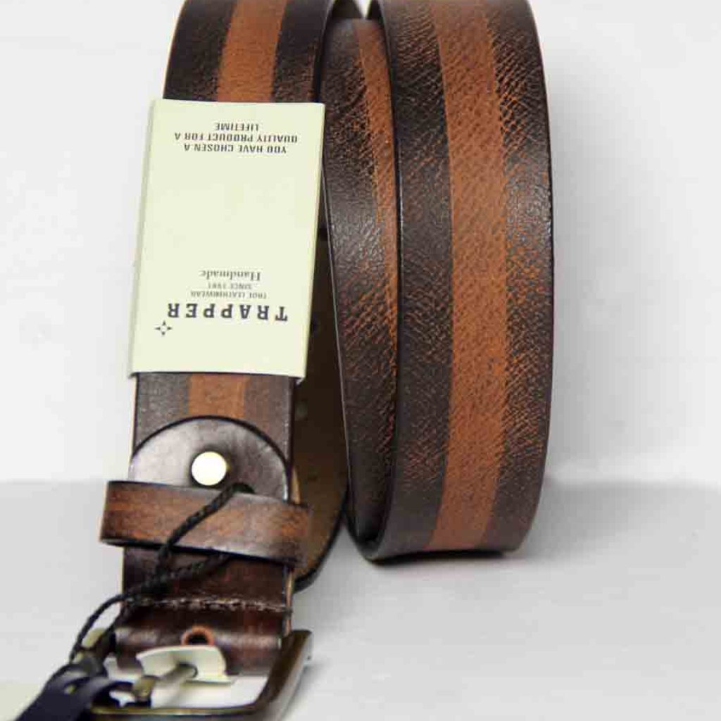Trapper Brand Handmade Leather Belt Brown Orange Mens Size 4446